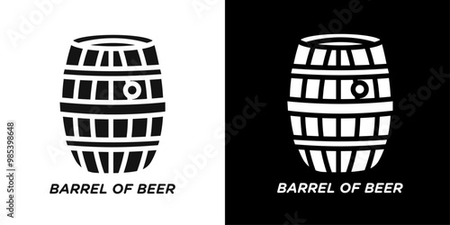 Barrel of beer icon Flat vector set outline