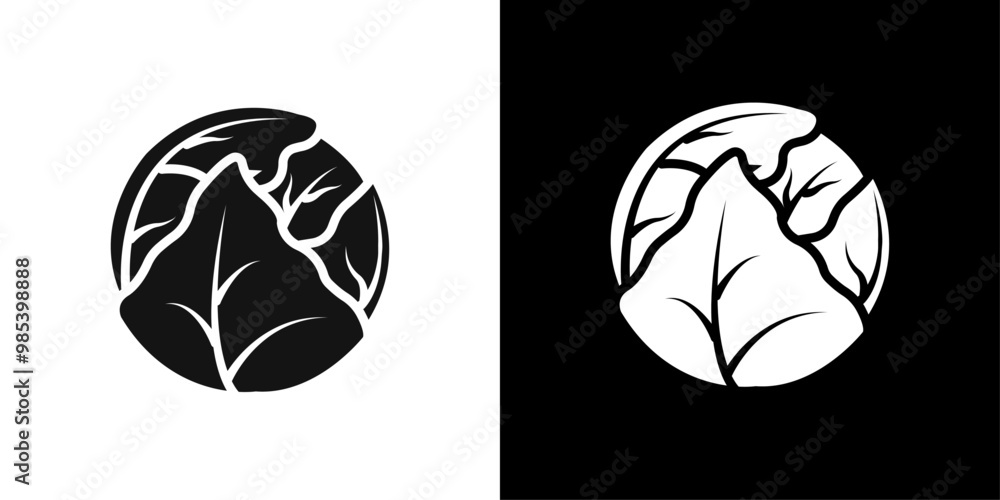 Brussels sprouts Cabbage icon Flat vector set outline Brussels sprouts Cabbage icon Flat vector set outline