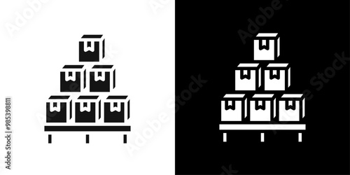 box on a pallet icon Flat vector set outline