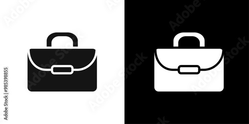 Briefcase icon Flat vector set outline