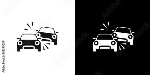 car accident icon Flat vector set outline