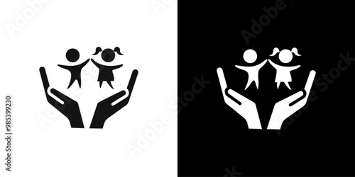child protect icon Flat vector set outline