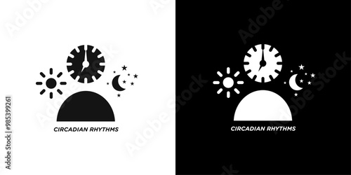 Circadian rhythms icon Flat vector set outline