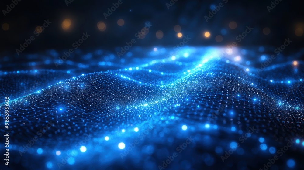 Abstract Network Connections in Bright Blue Light