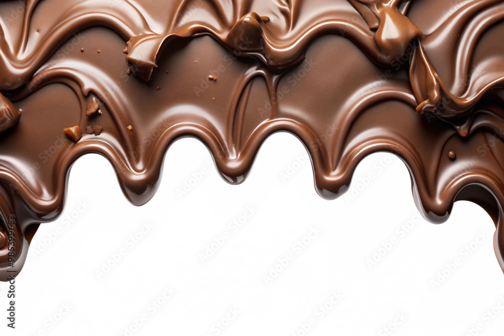 melted chocolate surface isolated on a white background melted chocolate surface isolated on a white background