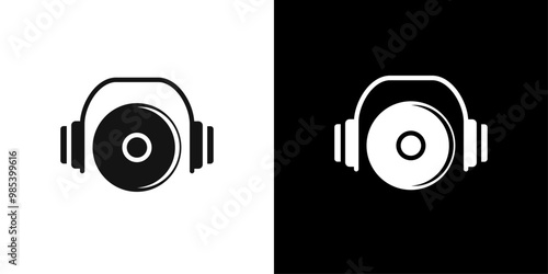 Dj icon Flat vector set outline