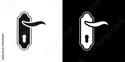 Door knob icon Flat vector set outline