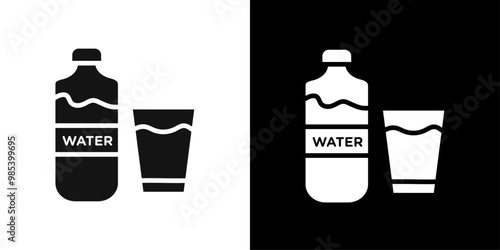 Drinking enough water icon Flat vector set outline