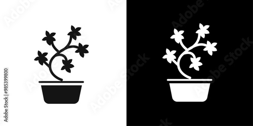 English ivy icon Flat vector set outline