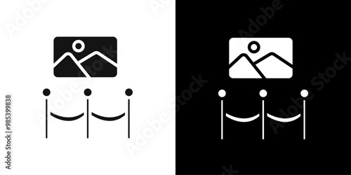 Exhibit icon Flat vector set outline