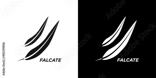 falcate icon Flat vector set outline
