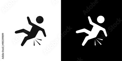 fall accident icon Flat vector set outline