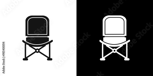 folding chair icon Flat vector set outline