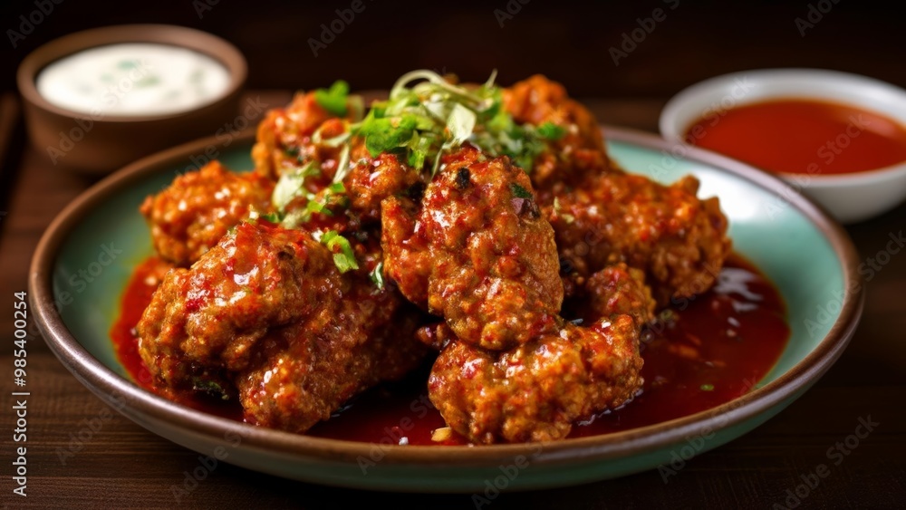 Deliciously spicy chicken wings ready to be savored Deliciously spicy chicken wings ready to be savored