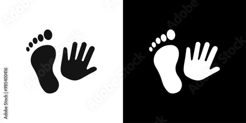 hand and foot icon Flat vector set outline