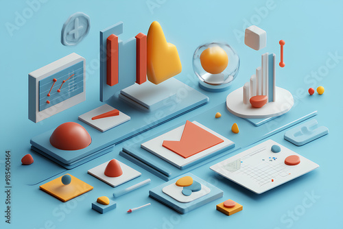 Wallpaper Mural analysis 3d render icons Torontodigital.ca