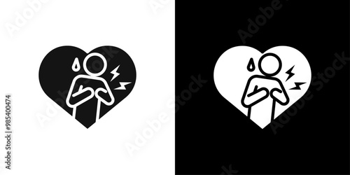 Heart attack icon Flat vector set outline