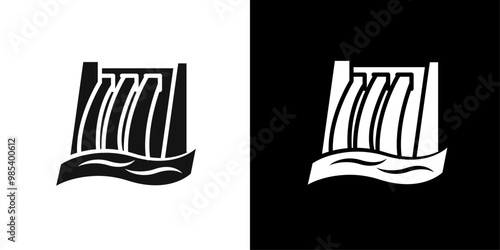 Hydroelectric dam icon Flat vector set outline