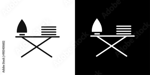 ironing table icon Flat vector set outline