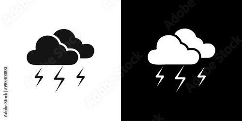 Lightning icon Flat vector set outline