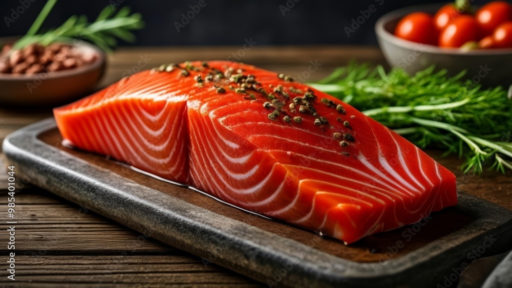 Deliciously fresh salmon ready to be enjoyed Deliciously fresh salmon ready to be enjoyed