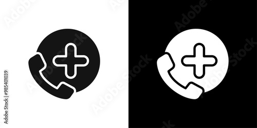 Medical help icon Flat vector set outline