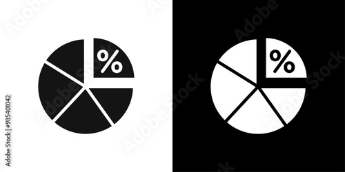 Market share icon Flat vector set outline