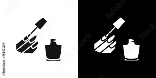 nails polish icon Flat vector set outline