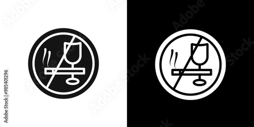 No alcohol and cigarettes icon Flat vector set outline
