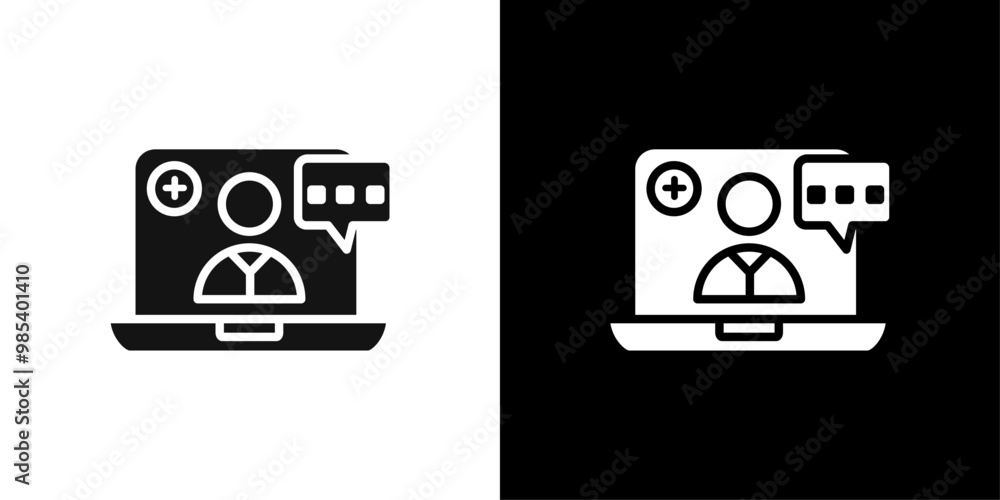 online medical consultation icon Flat vector set outline online medical consultation icon Flat vector set outline