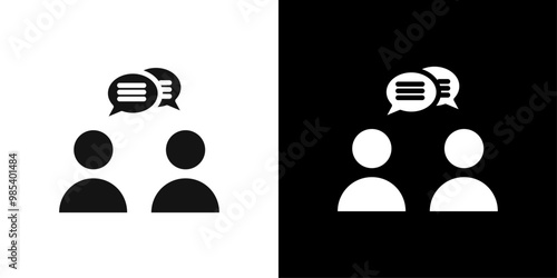 Person conversation icon Flat vector set outline