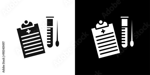 PCR test icon Flat vector set outline