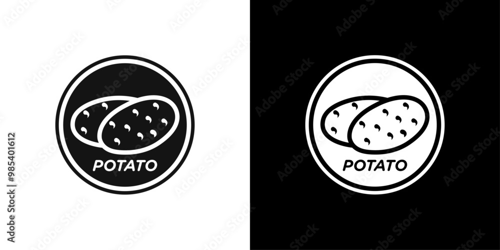 Fototapeta premium Potato icon Flat vector set outline