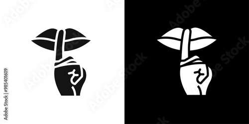 Please do quite pssst icon Flat vector set outline