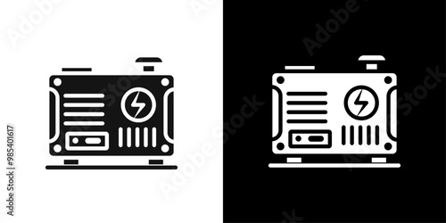 Portable power generator icon Flat vector set outline