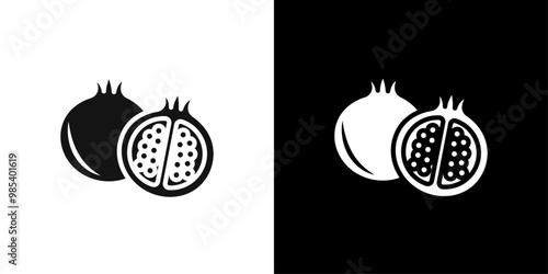 pomegranate icon Flat vector set outline
