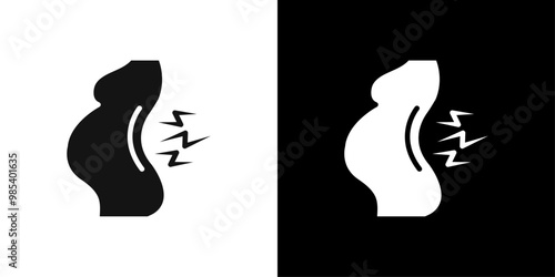 Pregnant woman backache icon Flat vector set outline