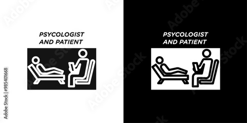 psychologist and patient icon Flat vector set outline