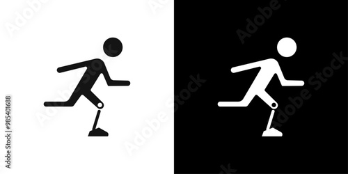 Prosthetic leg icon Flat vector set outline