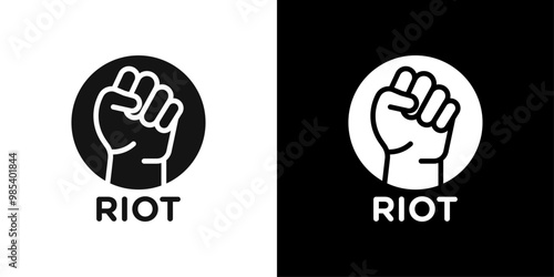 Riot sign icon Flat vector set outline