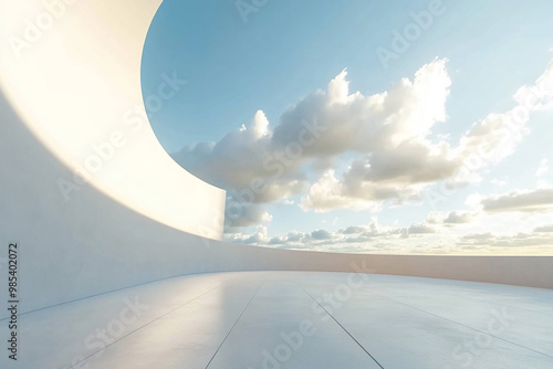 Abstract 3D rendering minimalist style architectural space scene