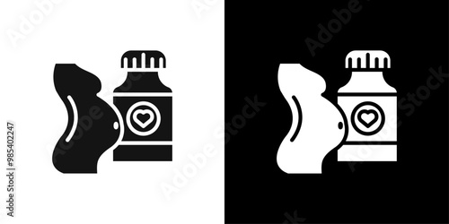 Supplements for pregnant women icon Flat vector set outline