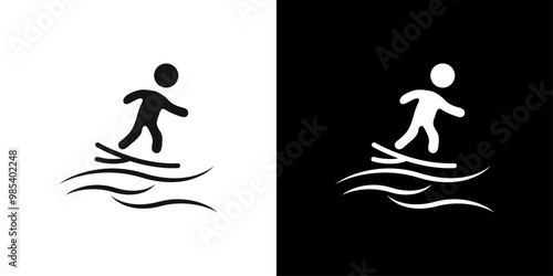 surfing icon Flat vector set outline