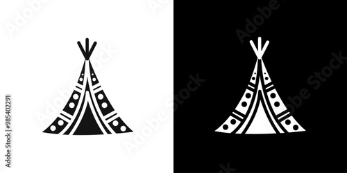 Teepee icon Flat vector set outline