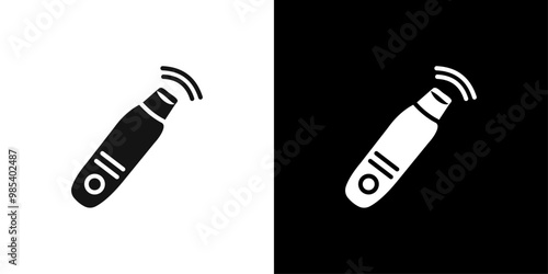 Ultrasonic face skin scrubber icon Flat vector set outline