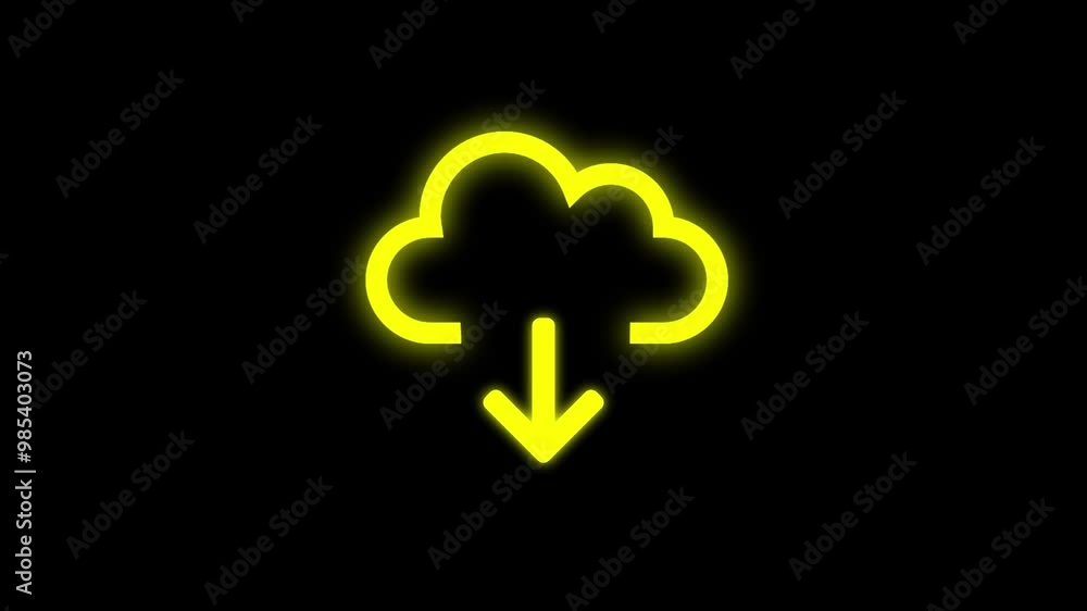 Cloud file download or transfer process with arrow icon animation. Line animation of the red cloud computing download icon concept file Cloud file download or transfer process with arrow icon animation. Line animation of the red cloud computing download icon concept file