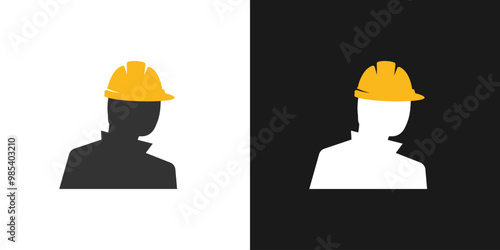 Worker construction with safety helmet icon vector man person business isolated