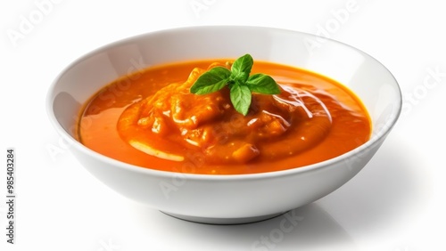  Delicious bowl of soup with a garnish of fresh basil