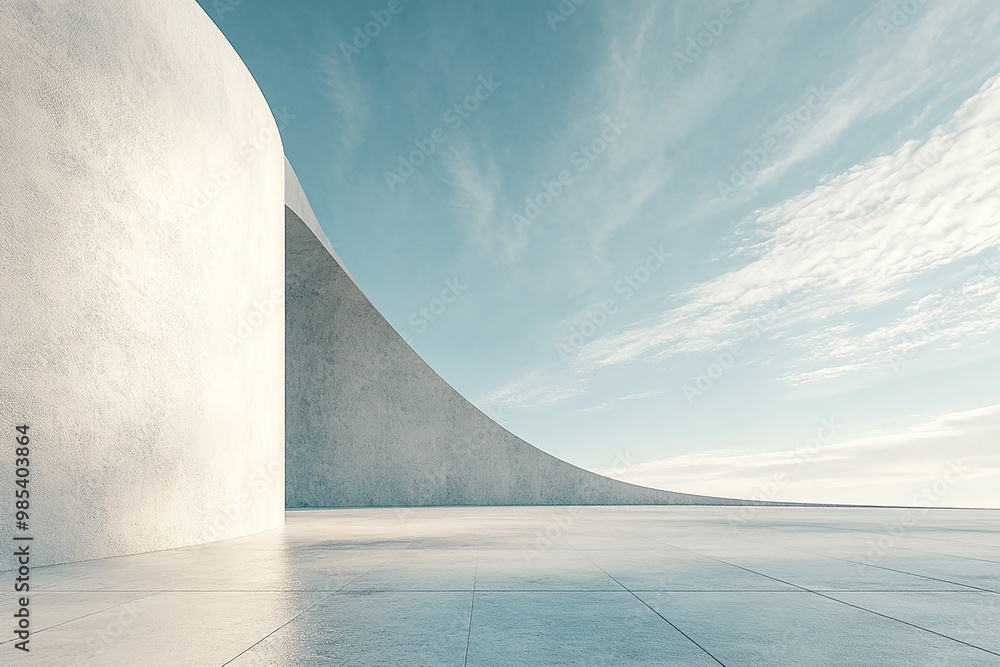 Abstract 3D rendering minimalist style architectural space scene Abstract 3D rendering minimalist style architectural space scene