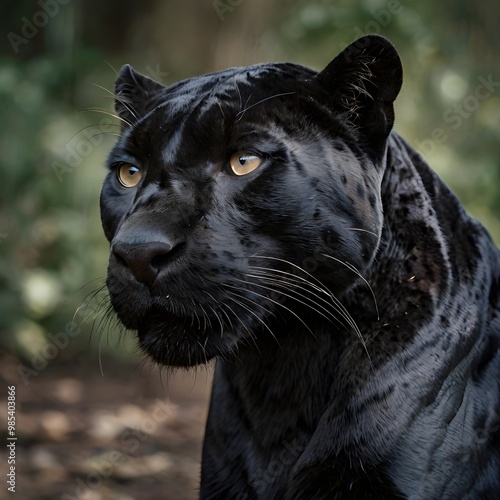 A highly detailed, majestic black panther